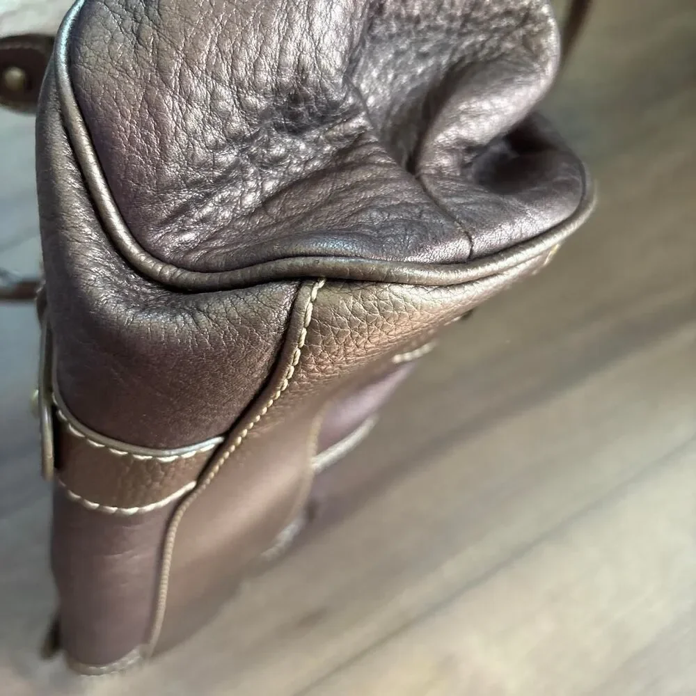 Coldwater Creek Pebbled Leather Tote Chain Bag
